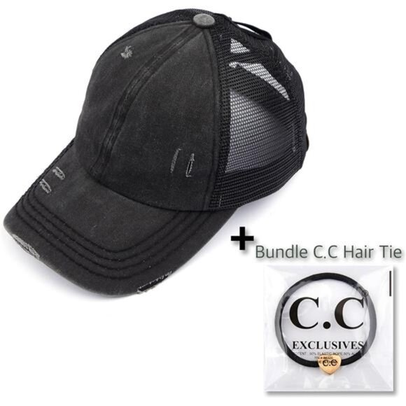 Ponycap Messy High Bun Ponytail Adjustable Glitter Mesh Trucker Baseball main image 7
